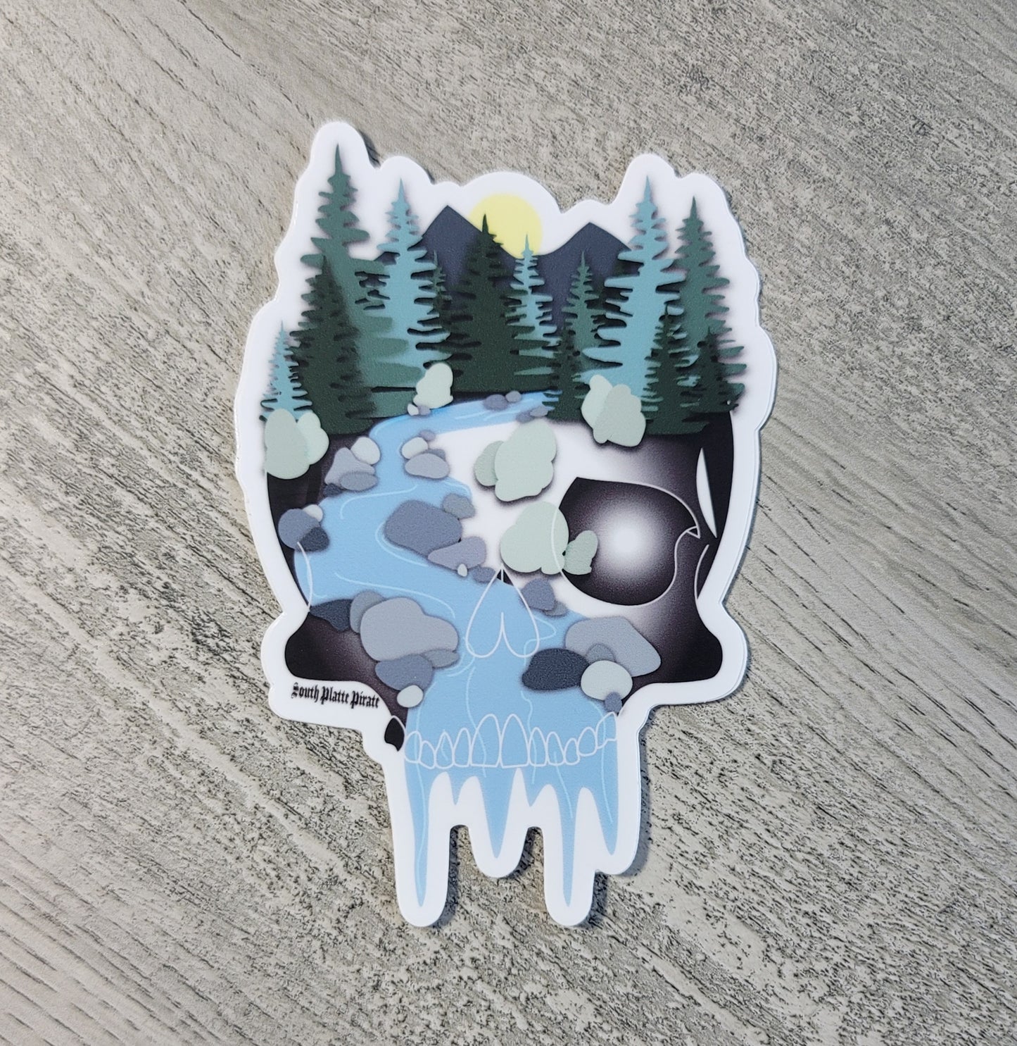 River Skull Sticker